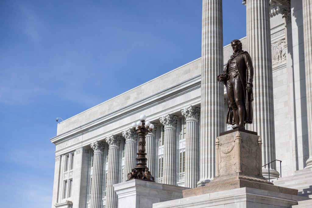Missouri Capitol Building with statue.